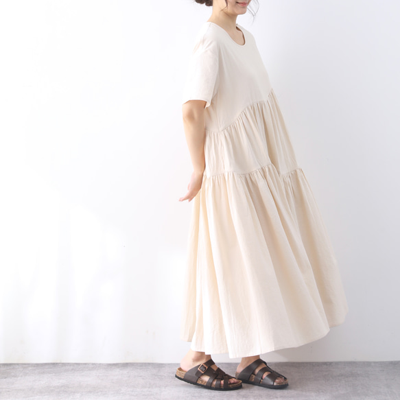 （再販）26色展開 コットン　ギャザーたっぷり　ゆったり　ロングワンピース ♪オーダーサイズ可 7枚目の画像