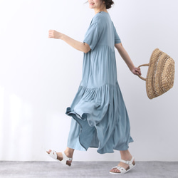 （再販×3）全9色　ひんやり　夏生地　半袖　ギャザーたっぷり　ゆったり　ロングワンピース ♪オーダーサイズ可 9枚目の画像