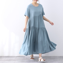 （再販×3）全9色　ひんやり　夏生地　半袖　ギャザーたっぷり　ゆったり　ロングワンピース ♪オーダーサイズ可 6枚目の画像