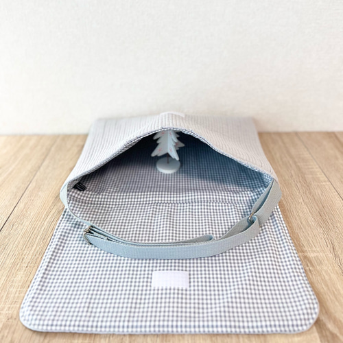 図書袋 ヌビ・ハート刺繍/ライトグレー×ヌビ・ライトグレー その他入園