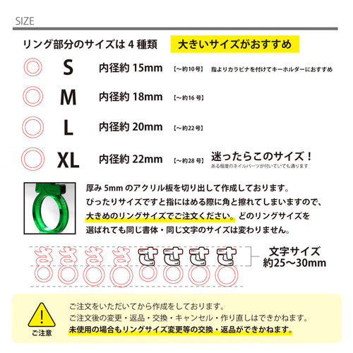 わをん】小文字ひらがな 濁点 ひらがな 文字 リング 推し活 アクリル