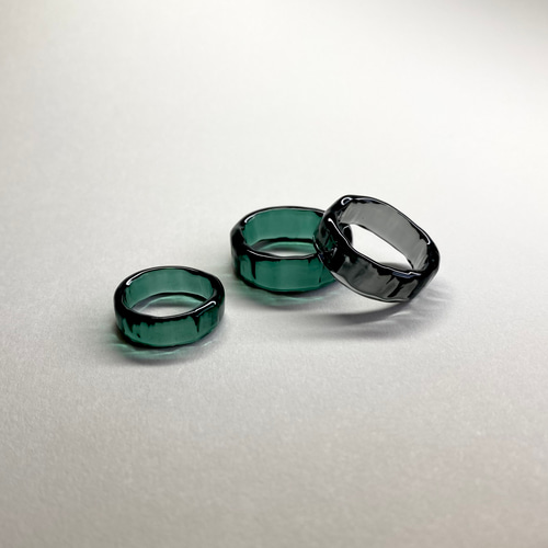 メンズガラスリング 〜 plat 〜 ティールグリーン ブラック 15号 〜 22