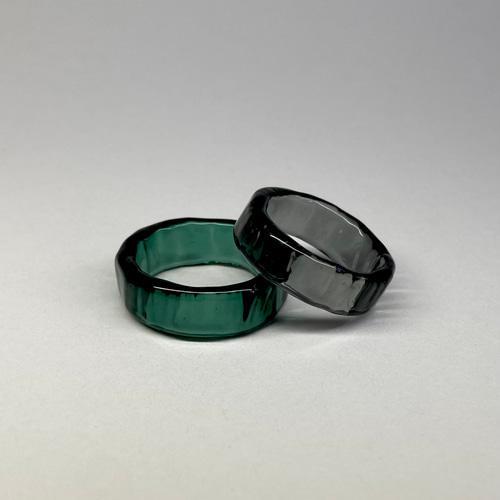 メンズガラスリング 〜 plat 〜 ティールグリーン ブラック 15号 〜 22