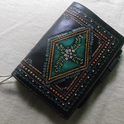 ほぼ日手帳仕様 B6サイズレザー手帳カバー 刻印＆拭き染め 手帳カバー