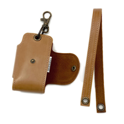 スマートキーケース　茶、キャメル、ベージュ花柄　ストラップ付き（送料込み） 2枚目の画像