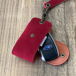 スマートキーケース　茶、キャメル、ベージュ花柄　ストラップ付き（送料込み） 6枚目の画像