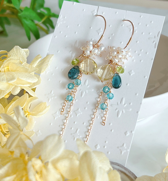 再販無 天然石 14kgf カイヤナイト シャンパントパーズ シャンデリア