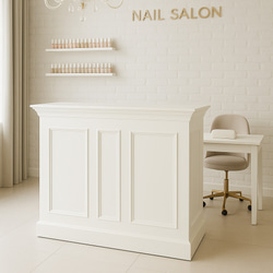 美容室L字カウンター（W1800クリーム） ネイルサロンレジカウンター