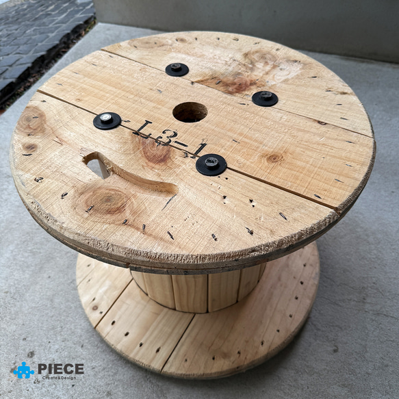 木製ドラム 電線ドラム ケーブルドラム DIY 3-1 直径52cm テーブル