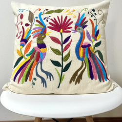 クッションカバー【45cm角】メキシコ オトミ刺繍 花 クッション