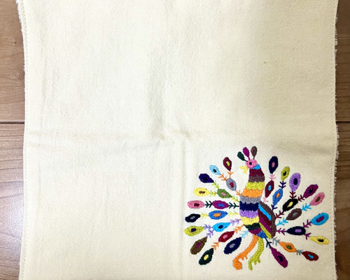 タオルハンカチ【23cm】メキシコ オトミ刺繍 鳥 ハンカチ・手ぬぐい