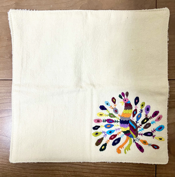 タオルハンカチ【23cm】メキシコ オトミ刺繍 鳥 ハンカチ・手ぬぐい