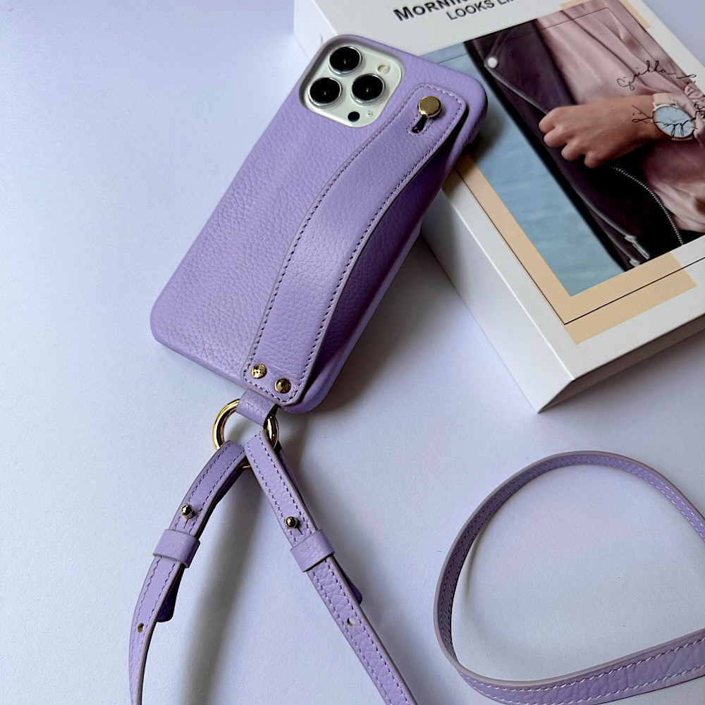 本革　名入れ可　隠しポケット付き　スマホショルダー　ショルダー付き　ハンドベルト付き　革　カード収納iphoneケース