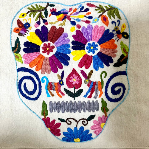 【極美品】オカジマ　皇室御用達　和装バッグ　絹100% 保存袋　利休　花柄　刺繍 兎金] 利休バッグ（刺繍・こぼれ桜）