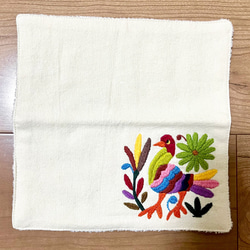 クッションカバー【30cm角】メキシコ オトミ刺繍 鳥 クッション