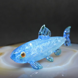 魚型ガラス容器 ＊透明 青色尾びれ 6b544485cba93ea9245b6965d056c7