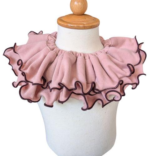 フリルスタイ ピンク×ピンク メロウ ダブルフリル つけ襟 ハンドメイド