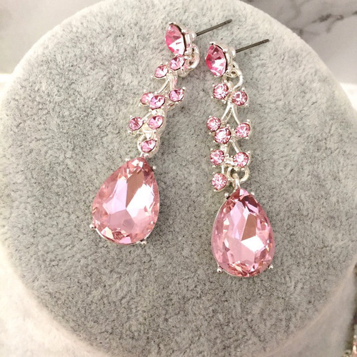 pink ブライダルネックレス&ピアスセット ピンク カラードレス