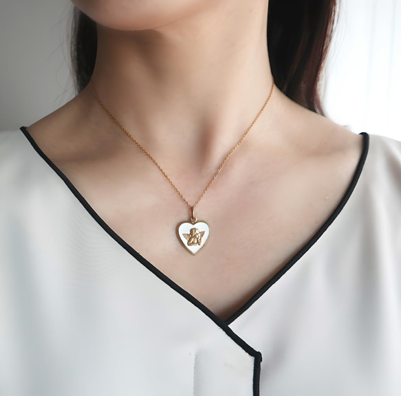 フランス製！頬杖をつく天使のハートネックレス マルティノ社 ラファエロ　金アレ対応 7枚目の画像