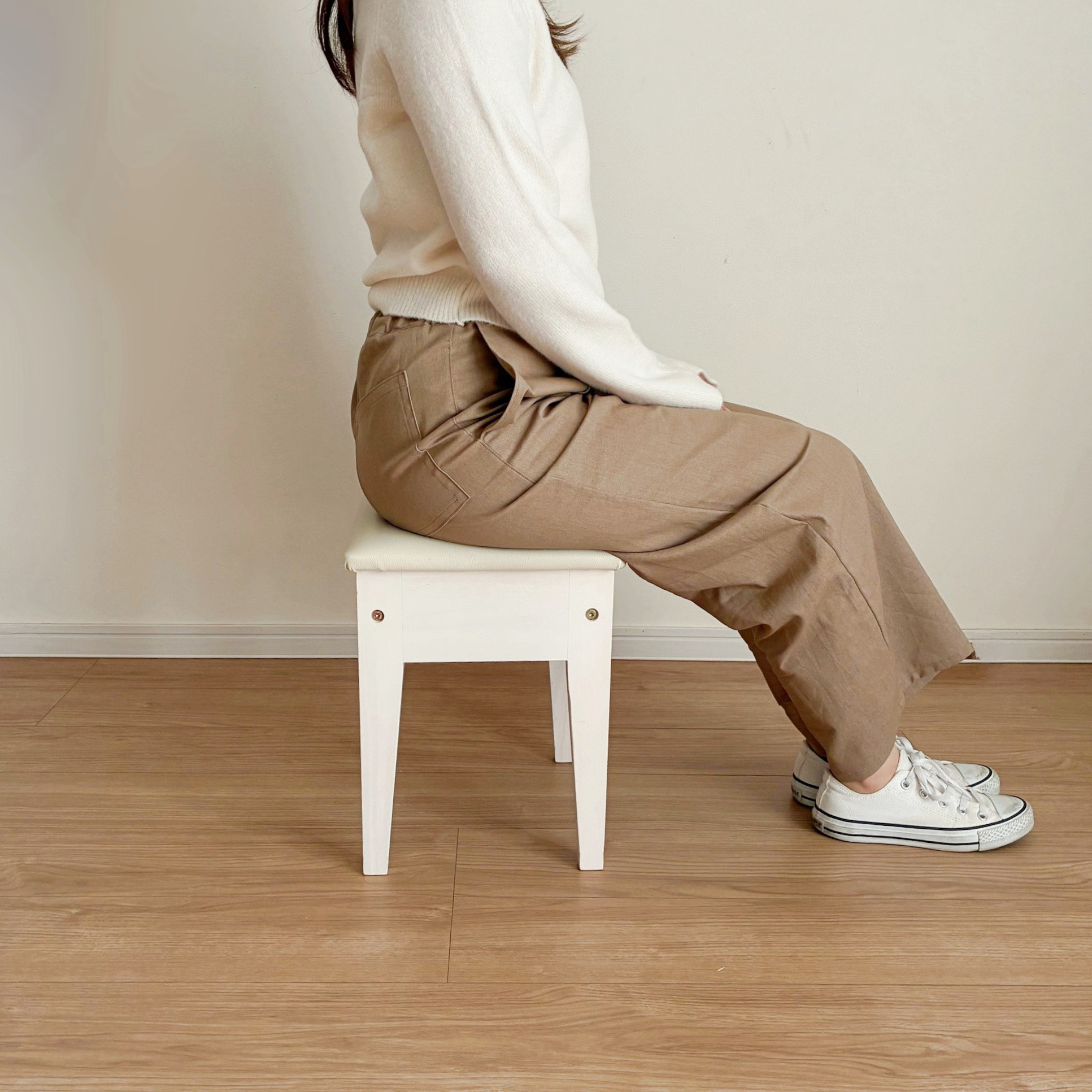 【別カラー有】綿麻キャンバス（ライトタイプ）のタックワイドパンツ＊オーカーブラウン【受注製作】