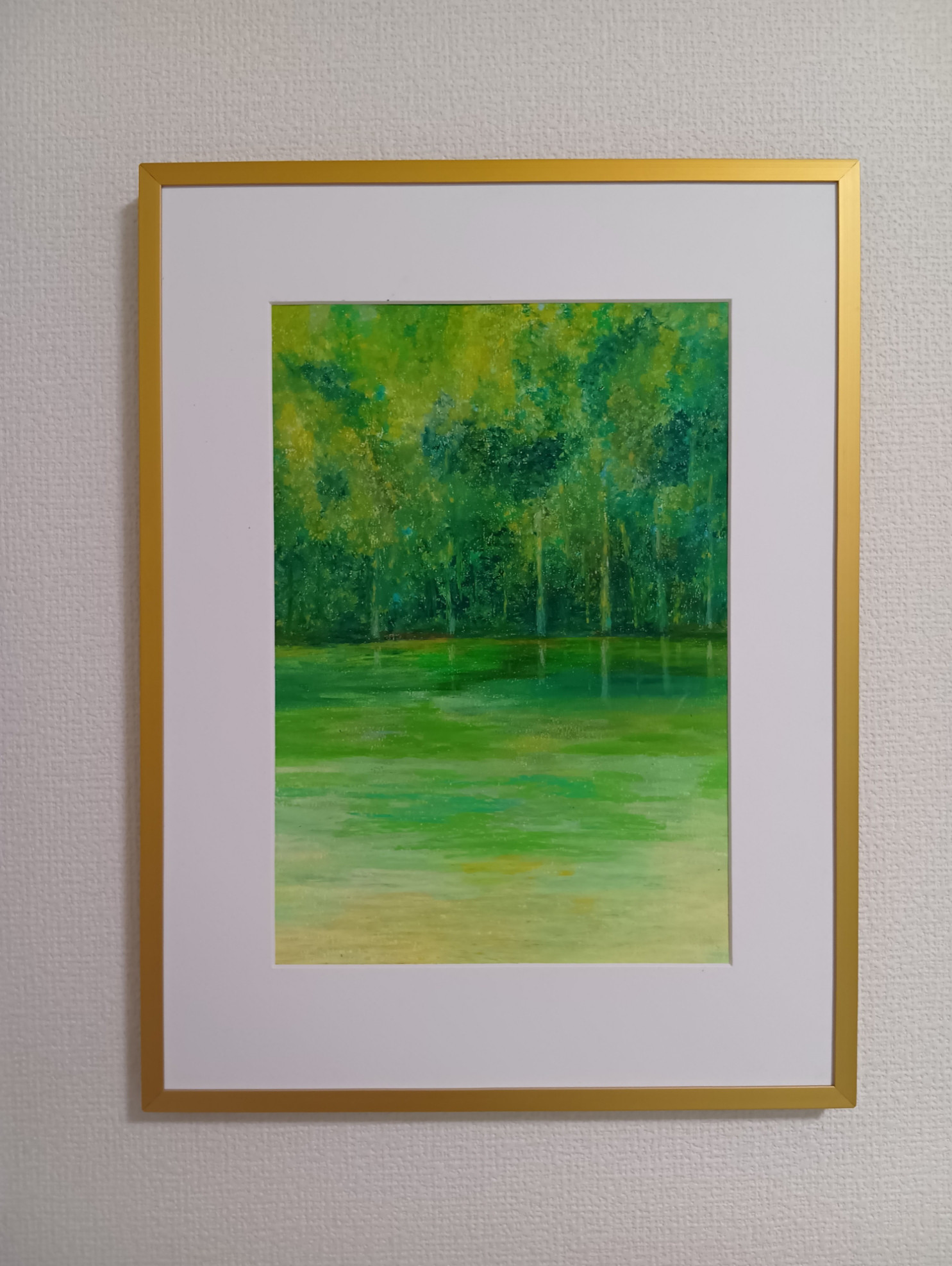 原画 絵画 青い街 オイルパステル ガッシュ 額装済み 原画 青をあつめて オイルパステル画 絵画 Hidamari art 通販