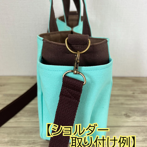 Lサイズ】シアンブルー 8号倉敷帆布使用 肩掛けバッグ akaneko 大きめ