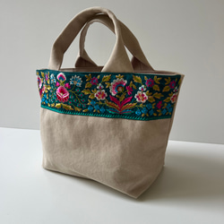 ソレイアード　帆布　インド刺繍リボン　トートバック　グラニーバッグ　3点 新色◇インド刺繍リボンとクッタリ帆布のトートバッグ