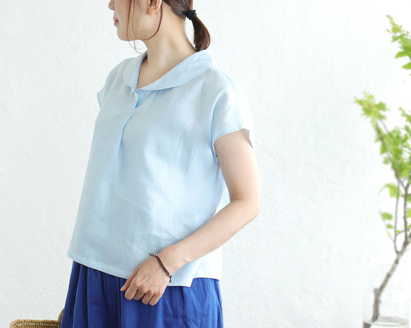 ゆったり涼しいプルオーバー｜リネン ショールカラーブラウス