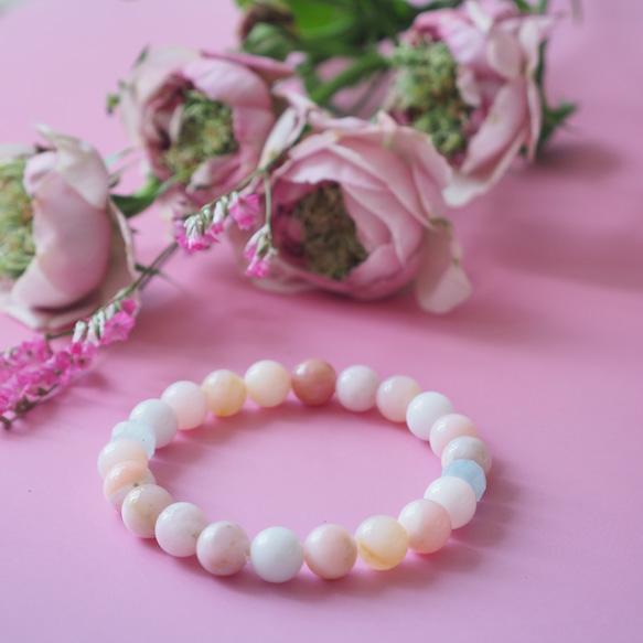 愛を叶え、出会いを引き寄せるピンクオパールとアクアマリンのブレスレット✨恋愛成就や復縁に 5枚目の画像
