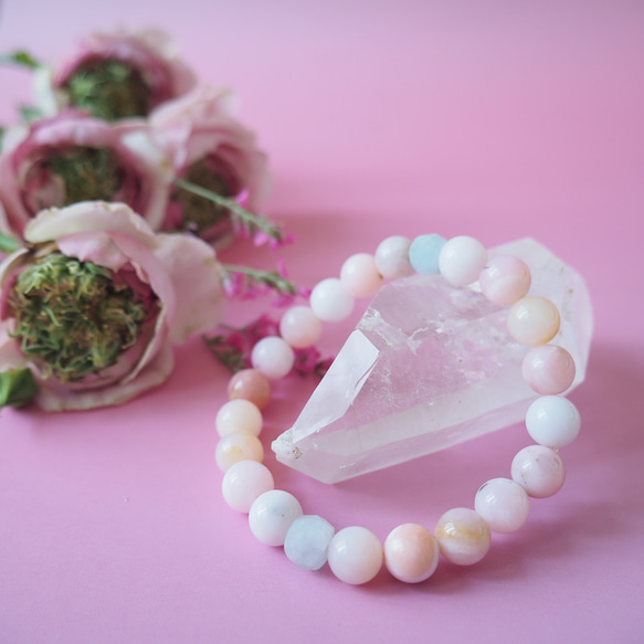 愛を叶え、出会いを引き寄せるピンクオパールとアクアマリンのブレスレット✨恋愛成就や復縁に 4枚目の画像