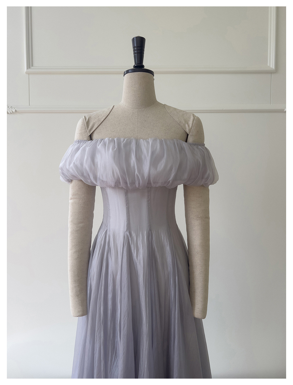 ドレス パーティー ウェディング ワンピース ロング プリンセス グレー 上品 高級感 優雅 韓国風 結婚式 お呼ばれ