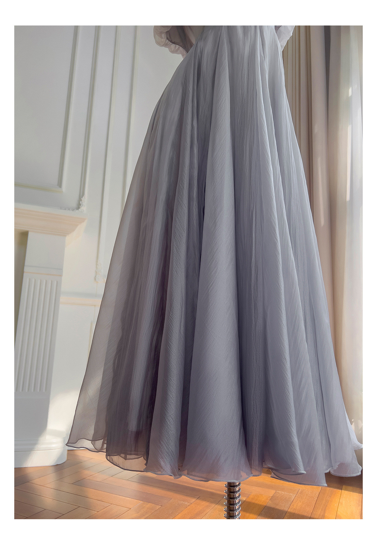 ドレス パーティー ウェディング ワンピース ロング プリンセス グレー 上品 高級感 優雅 韓国風 結婚式 お呼ばれ