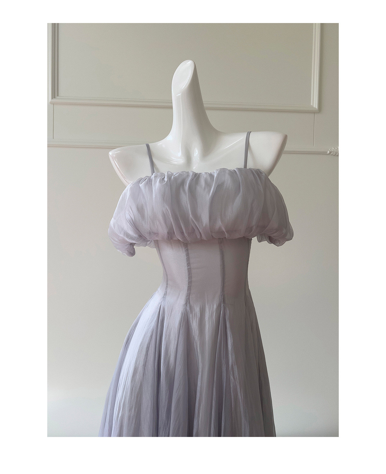 ドレス パーティー ウェディング ワンピース ロング プリンセス グレー 上品 高級感 優雅 韓国風 結婚式 お呼ばれ