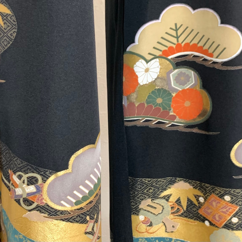 NO92 着物リメイク　留袖リメイク　パンツセットアップ　ワンピース 着物リメイク 留袖 ワイドパンツのセットアップ ロングパンツ