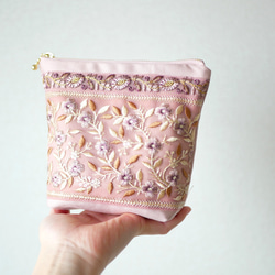 キラキラ⭐️　あんぱん＆インド刺繍リボンポーチ インド刺繍リボンポーチ 83 ライトブルー系 ハンドメイド ポーチ