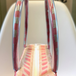 桃色スクエアドット柄/名古屋帯のトートバッグ 5枚目の画像