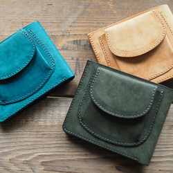 [zoccolo]harf wallet/ 馬蹄型外付けポケットの二つ折り財布 7枚目の画像