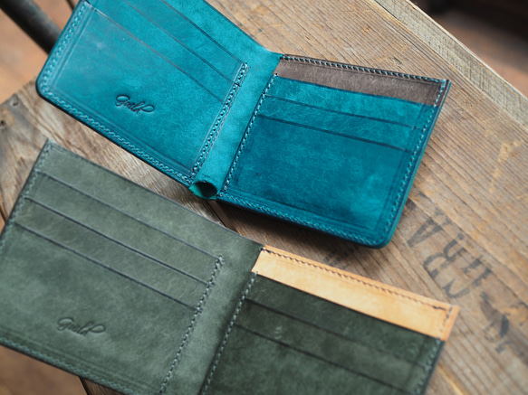 [zoccolo]harf wallet/ 馬蹄型外付けポケットの二つ折り財布 3枚目の画像