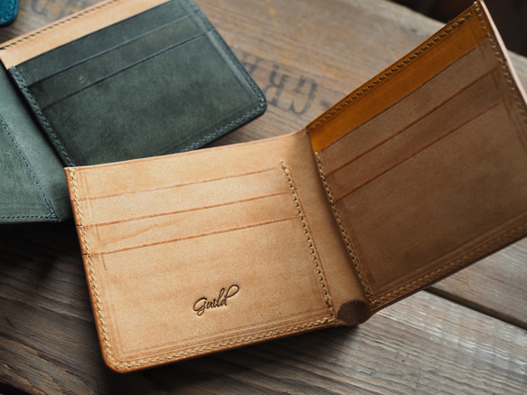 [zoccolo]harf wallet/ 馬蹄型外付けポケットの二つ折り財布 2枚目の画像