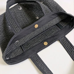 ✱受注制作✱  LLサイズ  ヌビバッグ ダークグレー×ムーンスター刺繍 ハンドメイド 3枚目の画像