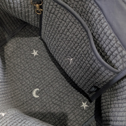 ✱受注制作✱  LLサイズ  ヌビバッグ ダークグレー×ムーンスター刺繍 ハンドメイド 6枚目の画像