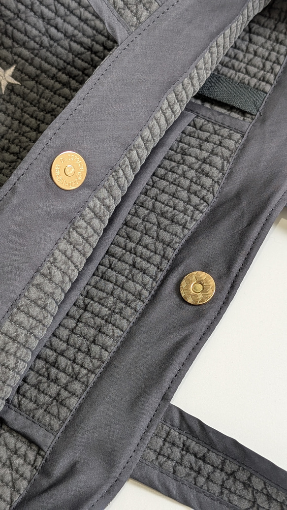 ✱受注制作✱  LLサイズ  ヌビバッグ ダークグレー×ムーンスター刺繍 ハンドメイド 5枚目の画像