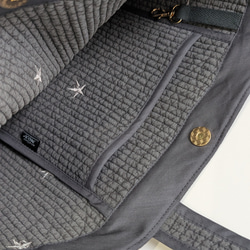 ✱受注制作✱  LLサイズ  ヌビバッグ ダークグレー×ムーンスター刺繍 ハンドメイド 4枚目の画像