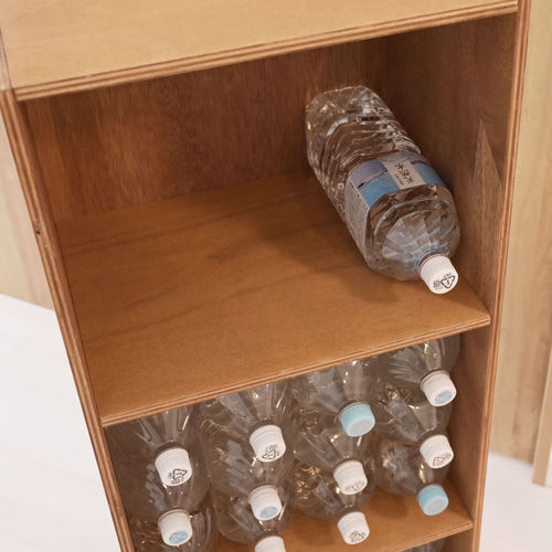 大容量 木製収納ラック 2リットルペットボトル 36本用 大型キャスター