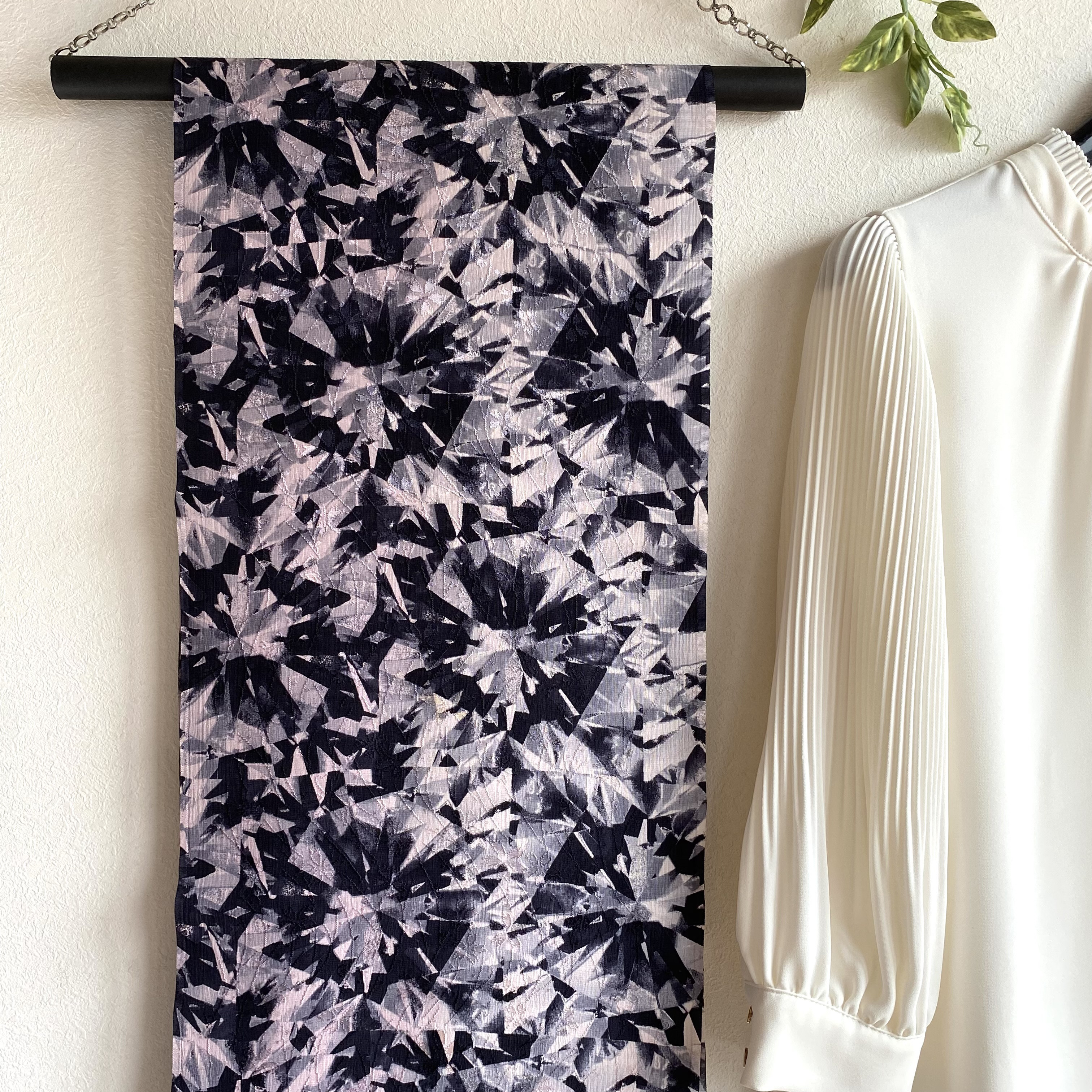 【正絹 (絹100％)手染め 帯揚げ／ ストール 】ダイヤモンドカラー