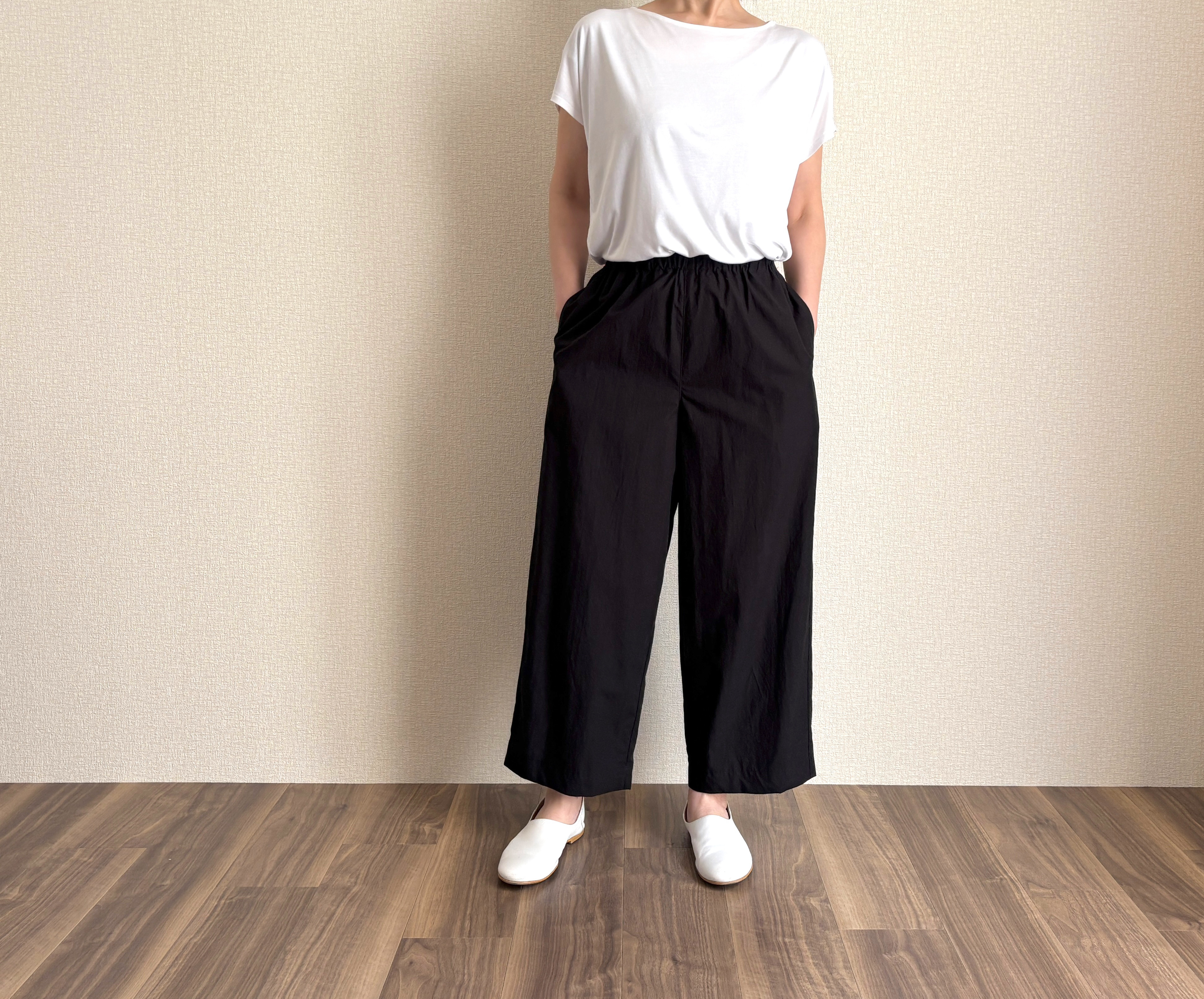 丈調整＊タイプライターコットンワイドパンツ＊ロング