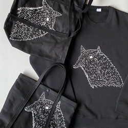 持ち手が３本しかない２wayトート　C-WOLFプリント L 12枚目の画像