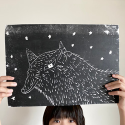 持ち手が３本しかない２wayトート　C-WOLFプリント L 11枚目の画像