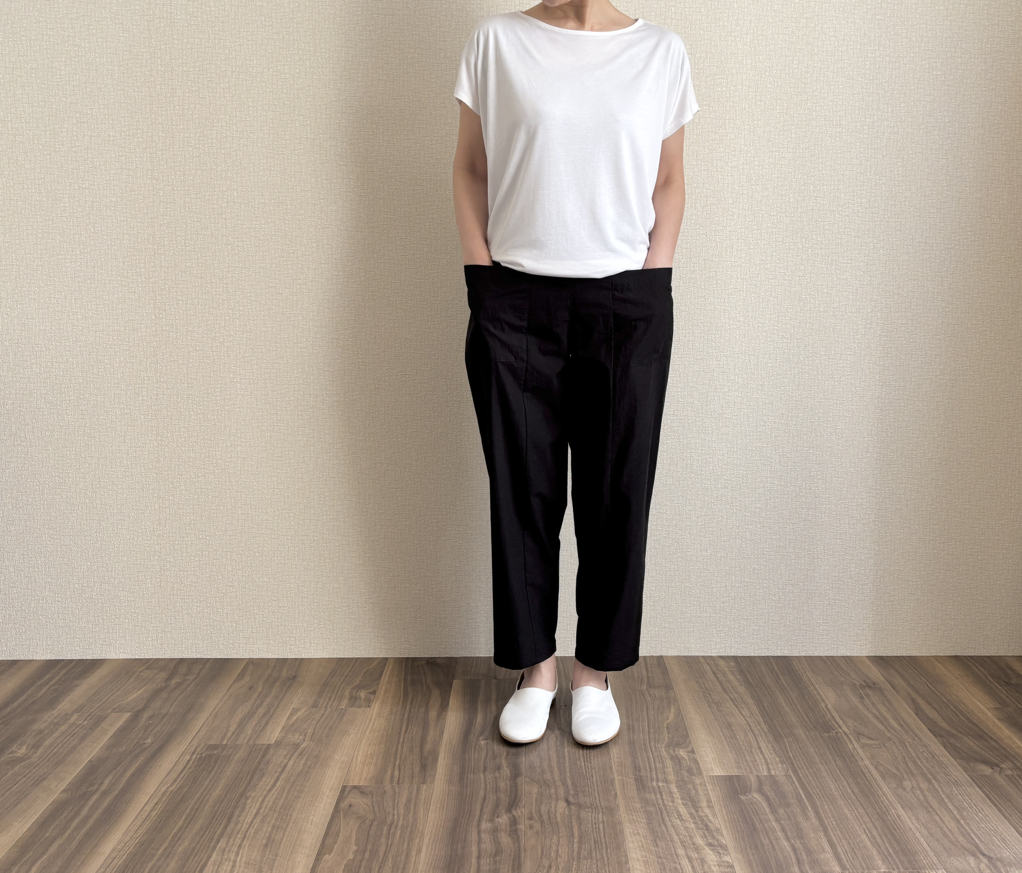 丈調整＊タイプライターコットンアウトポケットテーパードパンツ