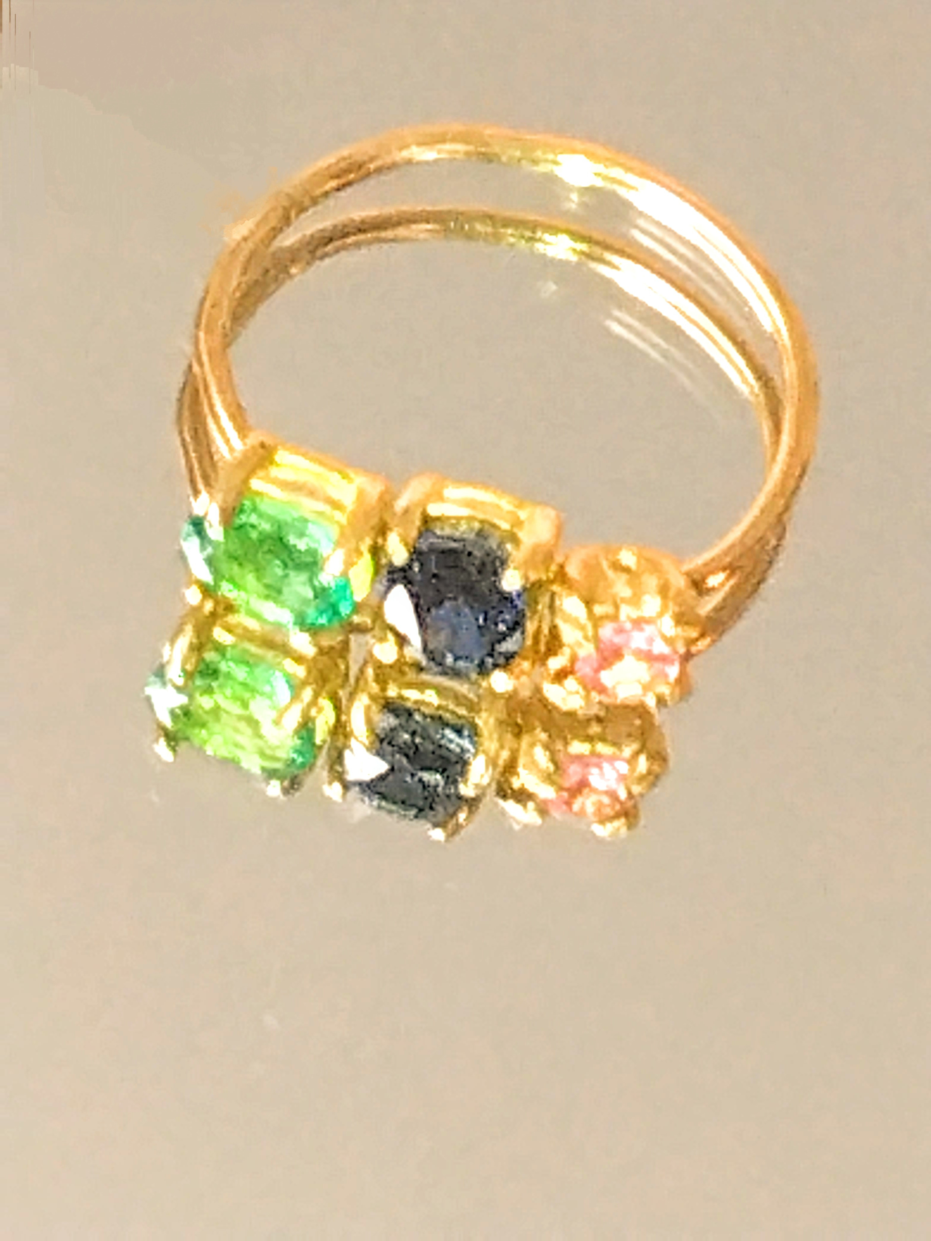 - sougen - k18gp Emerald & Pink Sapphire Ring